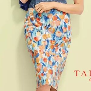 Talbots Watercolor Tulip Print Pencil Skirt